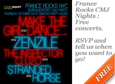 France Rocks CMJ Night : Free concert...just RSVP! Oct 20th